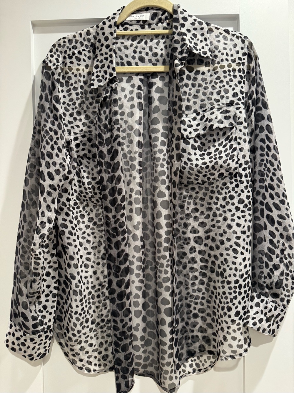 Equipment Sheer Leopard Print Button-Down - Black & White